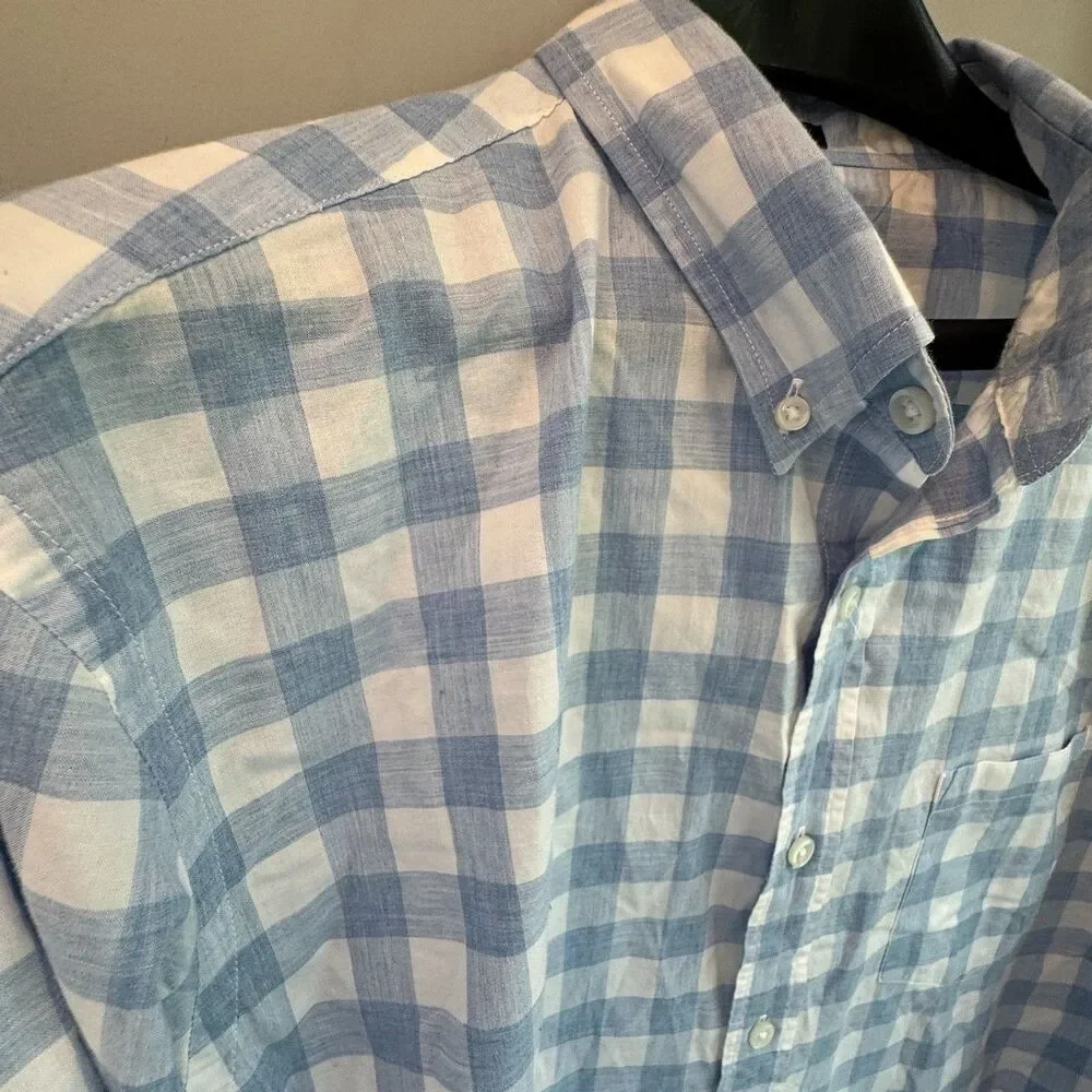 J Crew Shirt Men's XL Slim Fit Blue White Heathered Cotton Button Down